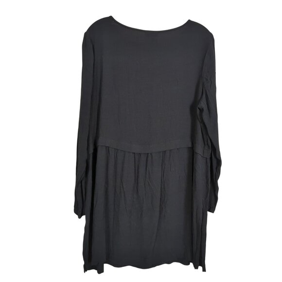 J. Jill long sleeve top Rayon Peplum Black pullover side slits‎ size L - Picture 2 of 14